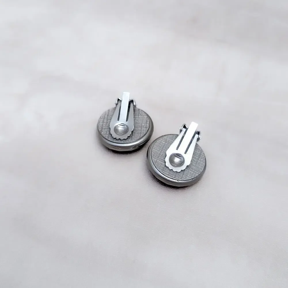 Vintage Clip On Earrings Matte Silver Tone Faceted Domed Circle 7/8